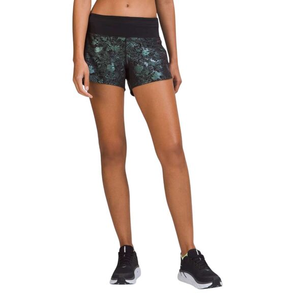Lululemon Speed Up Mid-Rise Lined Short 4" Logo Flourish Black Iridescent Foil - Picture 5 of 9